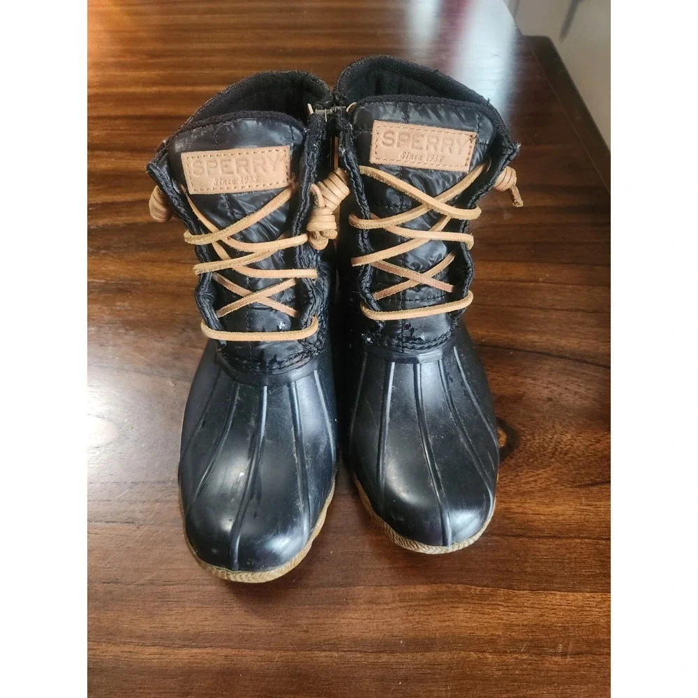 Sperry Saltwater Quilted Duck Boots black w quilted nylon upper Womens 5